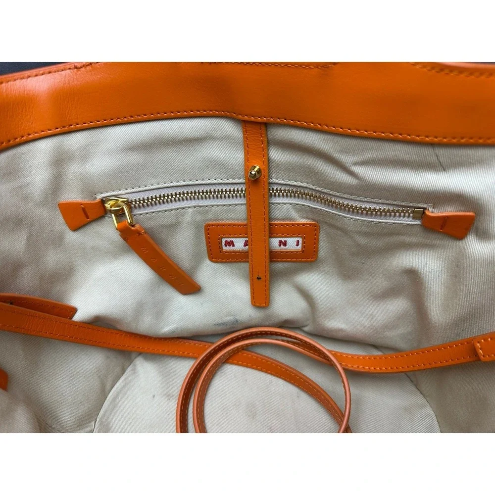 Marni Tropicalia Basket bag 2WAY Shoulder‎ Orange Raffia Leather Tote Used